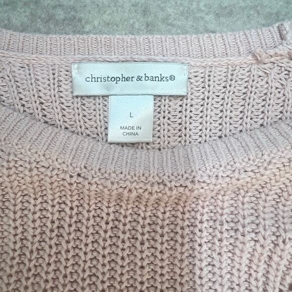 Christopher & Banks Pink 100% Cotton Knit Sweater Size Large - Picture 3 of 7